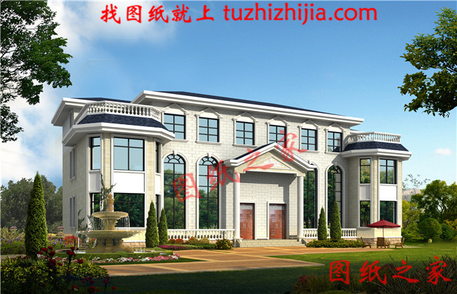 農(nóng)村二層半雙拼別墅設(shè)計圖，客廳中空，帶大露臺