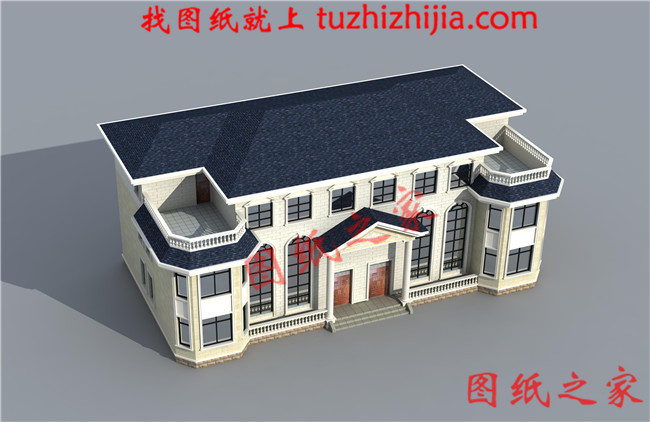 農(nóng)村二層半雙拼別墅設(shè)計圖，客廳中空，帶大露臺