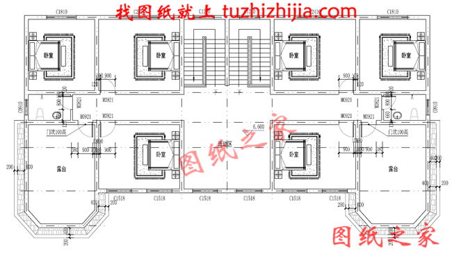 農(nóng)村二層半雙拼別墅設(shè)計圖，客廳中空，帶大露臺