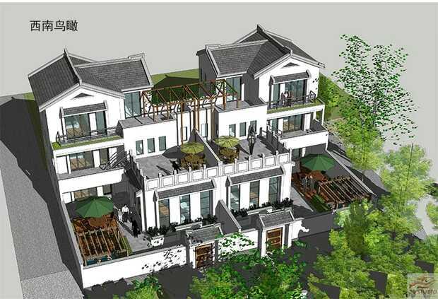 中式兄弟倆雙拼別墅設(shè)計(jì)方案圖，經(jīng)典中的經(jīng)典