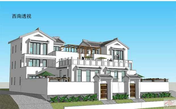 中式兄弟倆雙拼別墅設(shè)計(jì)方案圖，經(jīng)典中的經(jīng)典