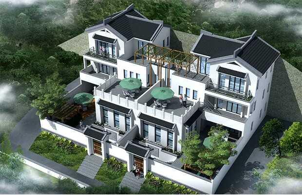 中式兄弟倆雙拼別墅設(shè)計(jì)方案圖，經(jīng)典中的經(jīng)典