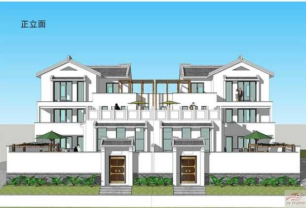 中式兄弟倆雙拼別墅設(shè)計(jì)方案圖，經(jīng)典中的經(jīng)典