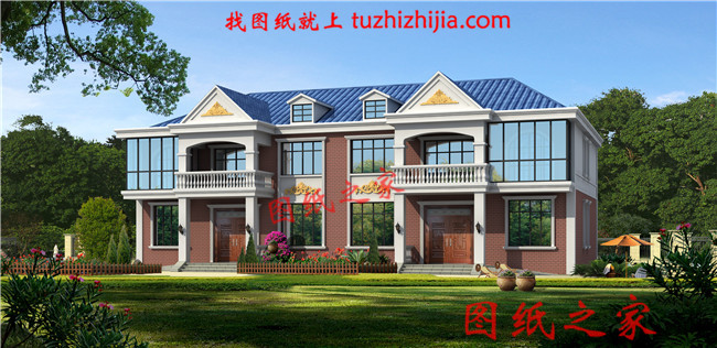 農村建房兄弟雙拼兩層住宅設計圖，單戶150平米左右