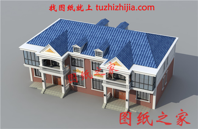 農村建房兄弟雙拼兩層住宅設計圖，單戶150平米左右