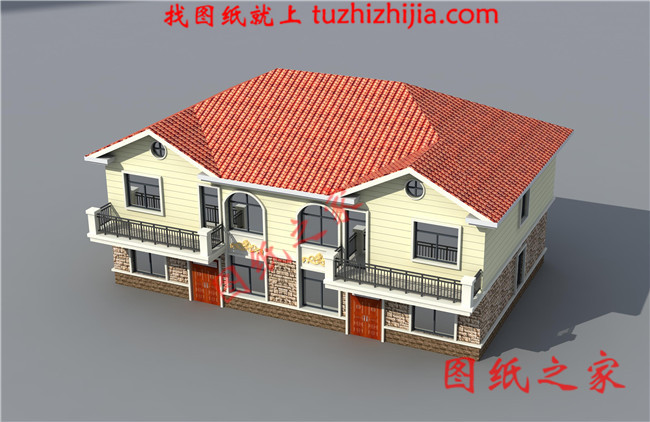 簡(jiǎn)單實(shí)用二層雙拼樓房設(shè)計(jì)圖，造價(jià)30萬(wàn)左右，雙拼別墅