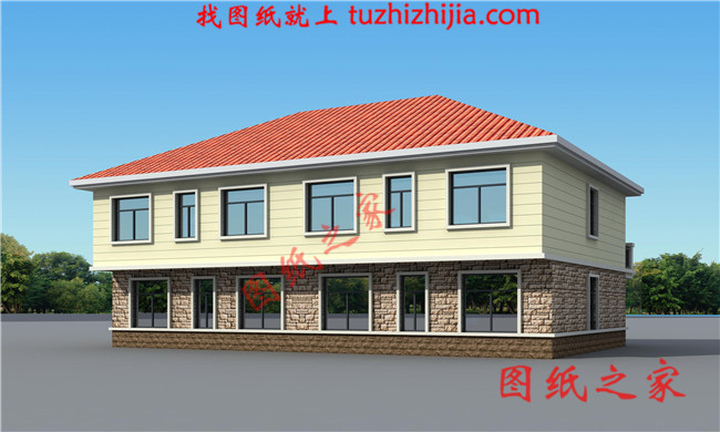 簡(jiǎn)單實(shí)用二層雙拼樓房設(shè)計(jì)圖，造價(jià)30萬(wàn)左右，雙拼別墅