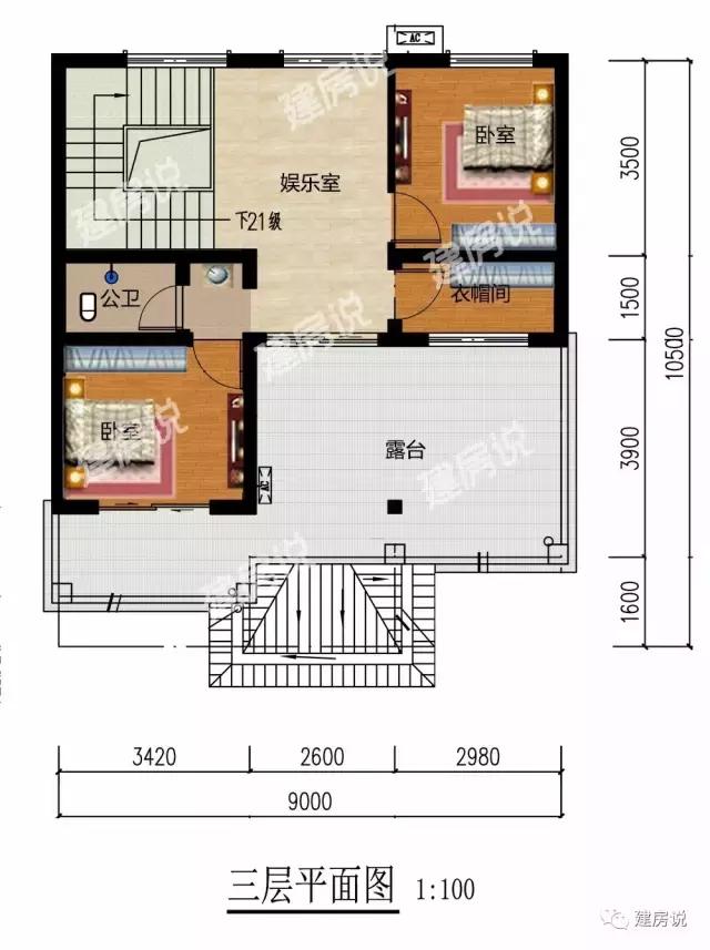9*10米三層飄窗闊氣小洋樓設計方案，小宅基地有福了