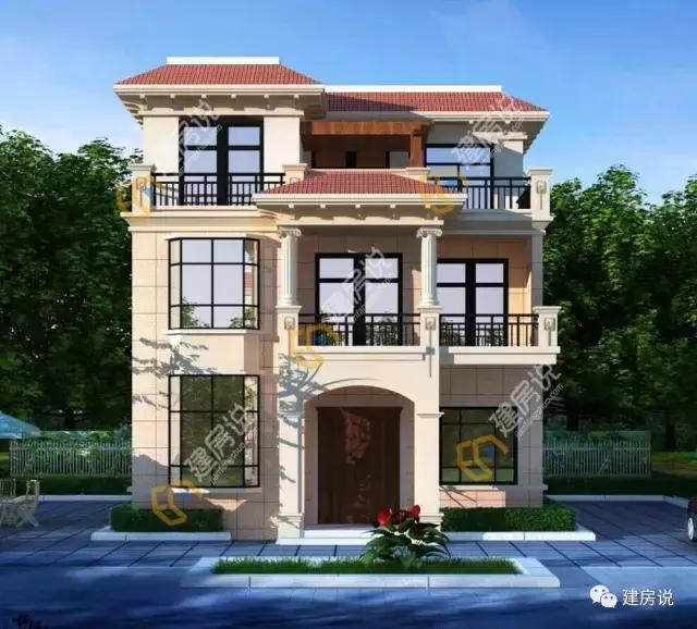 9*10米三層飄窗闊氣小洋樓設計方案，小宅基地有福了