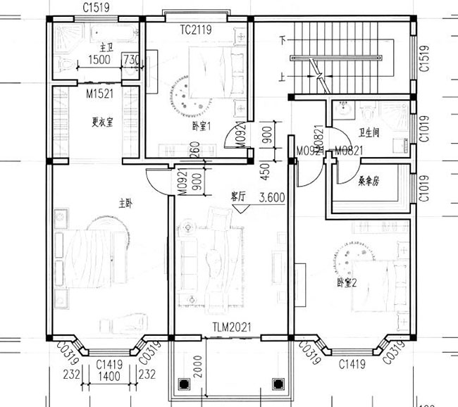 農(nóng)村二層半別墅設(shè)計(jì)設(shè)計(jì)圖（帶閣樓），戶型經(jīng)典實(shí)用