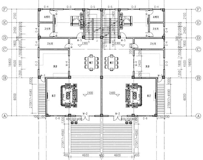 三層半（四層）雙拼別墅房屋設(shè)計(jì)圖，外觀大氣、漂亮