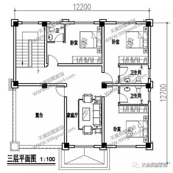 開(kāi)間12米、進(jìn)深12米三層歐式別墅設(shè)計(jì)圖，保證你喜歡