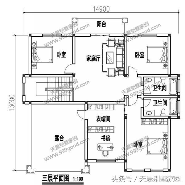 15米X15米三層自建樓房設計圖，附完工圖