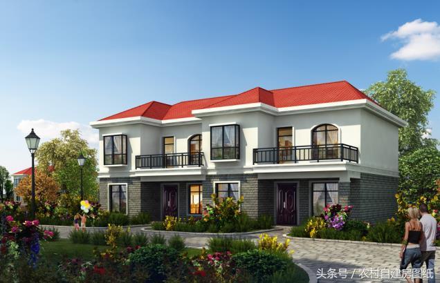 2款帶庭院的雙拼農(nóng)村自建房戶型圖，小宅基地可以看看