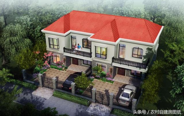 2款帶庭院的雙拼農(nóng)村自建房戶型圖，小宅基地可以看看