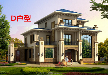 歐式三層樓房設計圖，客廳中空，旋轉(zhuǎn)樓梯，帶土灶房