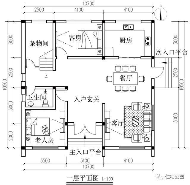 11X11米農(nóng)村現(xiàn)代二層樓房設(shè)計圖，布局真實用