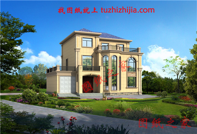 簡潔大氣140平方三層房子設(shè)計圖，帶車庫