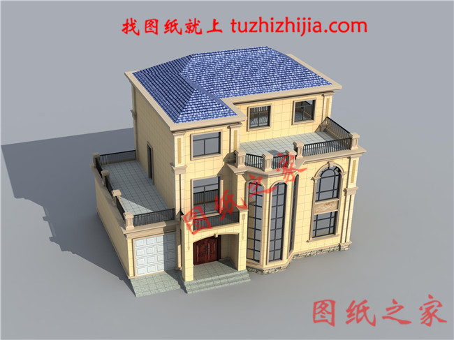 簡潔大氣140平方三層房子設(shè)計圖，帶車庫