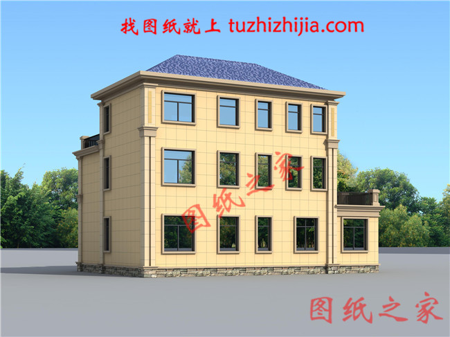 簡潔大氣140平方三層房子設(shè)計圖，帶車庫