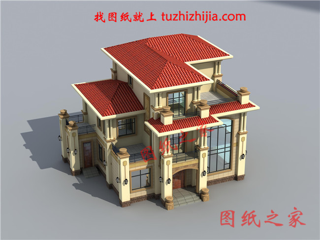 豪華歐式三層別墅住宅設(shè)計圖紙，占地面積150平方米