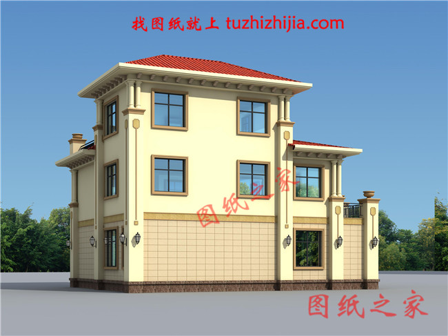 豪華歐式三層別墅住宅設(shè)計圖紙，占地面積150平方米