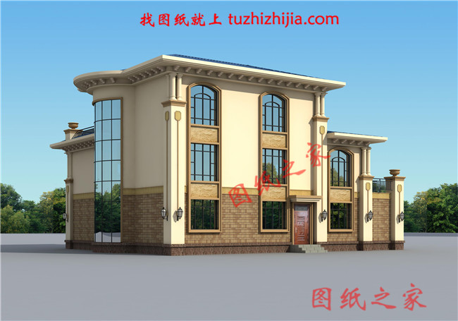 豪華農(nóng)村帶露臺(tái)三層樓房別墅設(shè)計(jì)圖紙，占地200平方米左右