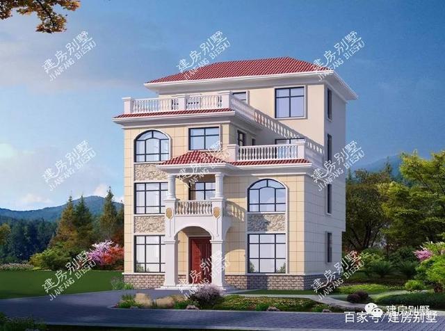 3款帶大露臺(tái)的四層別墅設(shè)計(jì)方案圖，挑一套隨便建