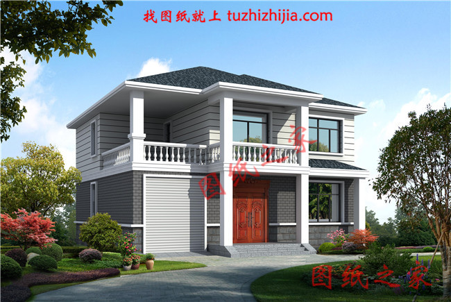 農(nóng)村三間兩層樓房設(shè)計(jì)圖，帶車庫(kù)，戶型簡(jiǎn)單實(shí)用