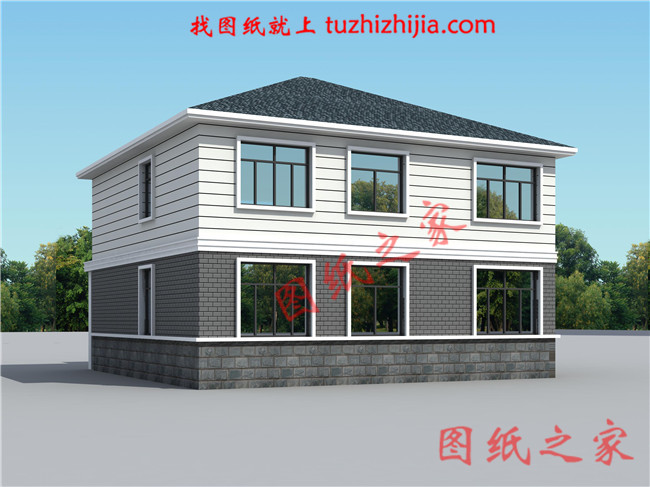 農(nóng)村三間兩層樓房設(shè)計(jì)圖，帶車庫(kù)，戶型簡(jiǎn)單實(shí)用