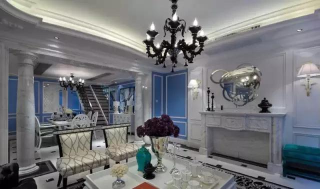 300平歐式藍(lán)調(diào)別墅裝修案例實拍，浪漫唯美