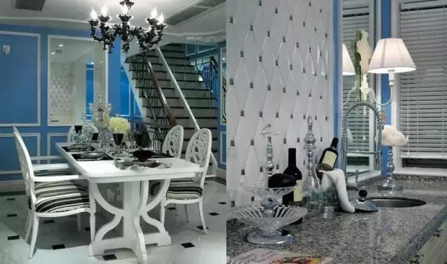 300平歐式藍(lán)調(diào)別墅裝修案例實拍，浪漫唯美