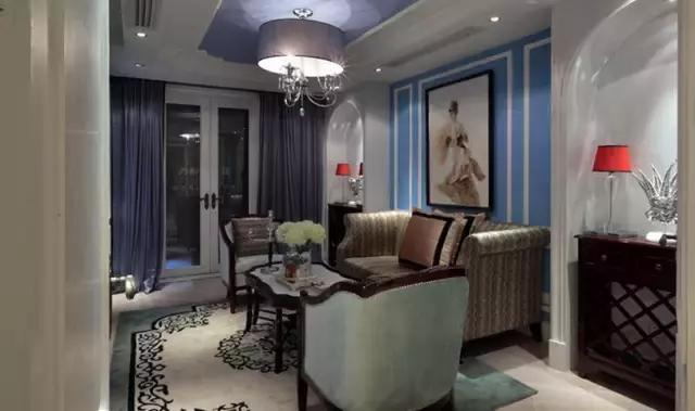 300平歐式藍(lán)調(diào)別墅裝修案例實拍，浪漫唯美