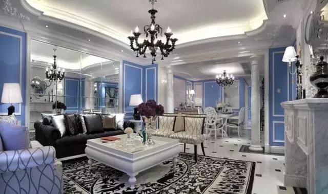 300平歐式藍(lán)調(diào)別墅裝修案例實拍，浪漫唯美