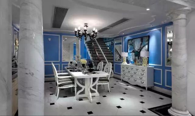 300平歐式藍(lán)調(diào)別墅裝修案例實拍，浪漫唯美