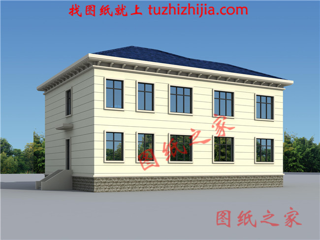 簡單大方四間二層小樓房設(shè)計圖，帶車庫，帶大露臺