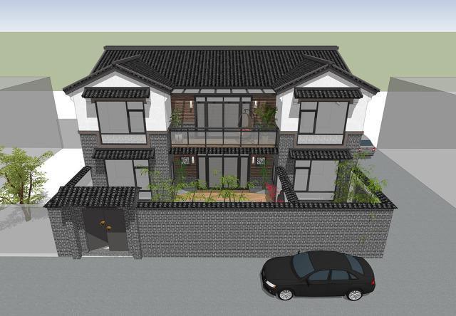 二層帶庭院中式別墅設(shè)計(jì)方案，喜歡中式建筑的收藏吧
