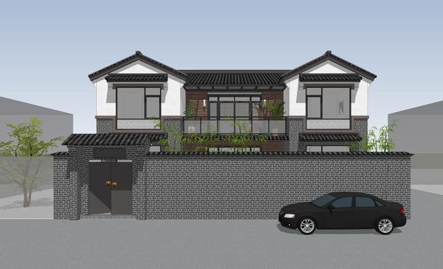 二層帶庭院中式別墅設(shè)計(jì)方案，喜歡中式建筑的收藏吧