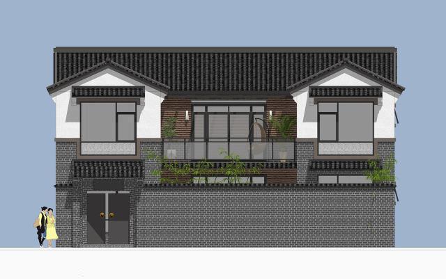 二層帶庭院中式別墅設(shè)計(jì)方案，喜歡中式建筑的收藏吧