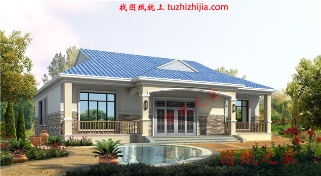 鄉(xiāng)下建房一層戶型圖，一層住宅設(shè)計圖紙，誰說一層平房不能叫別墅