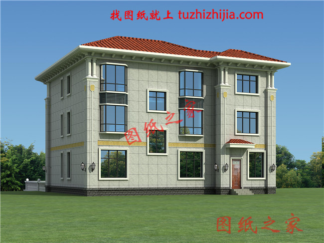 鄉(xiāng)下復(fù)試三層房子設(shè)計(jì)圖，帶堂屋，客廳中空，輕奢風(fēng)格