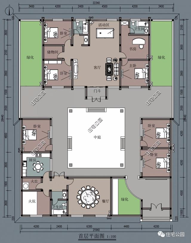 四合院戶型方案圖大全，徽派四合院PK北式四合院