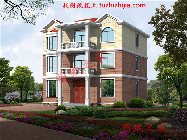 簡單實(shí)用新農(nóng)村三層住宅房屋設(shè)計(jì)圖，時(shí)尚大氣，低調(diào)