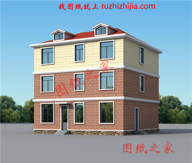 簡單實(shí)用新農(nóng)村三層住宅房屋設(shè)計(jì)圖，時(shí)尚大氣，低調(diào)