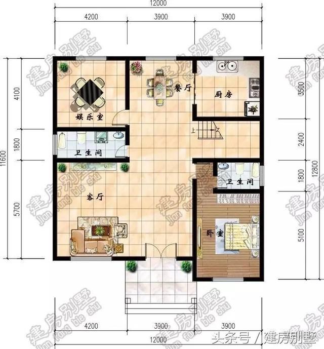 12米x12.8米三層別墅圖紙，還沒建就跟姐姐搶二樓主臥室了