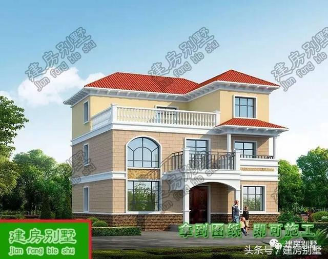 12米x12.8米三層別墅圖紙，還沒建就跟姐姐搶二樓主臥室了