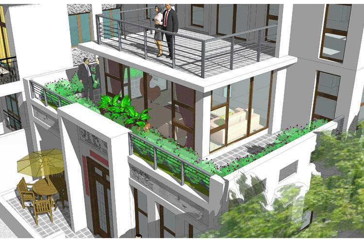 [房先生]三層對稱自建房別墅圖紙 現(xiàn)代中式帶陽光房大露臺