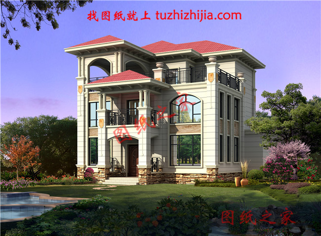 農(nóng)村帶地下室二層半自建房屋設(shè)計圖，樓中樓設(shè)計，歐式風格