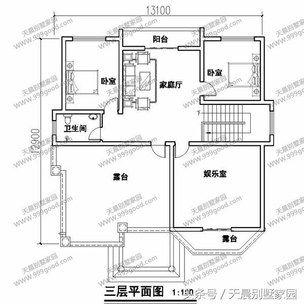 13.1X12.9米別墅設(shè)計圖，清雅歐式，經(jīng)典接地氣！