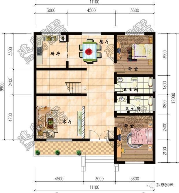 開間11.1米，進深12米朋友圈最熱門兩層農(nóng)村別墅圖紙